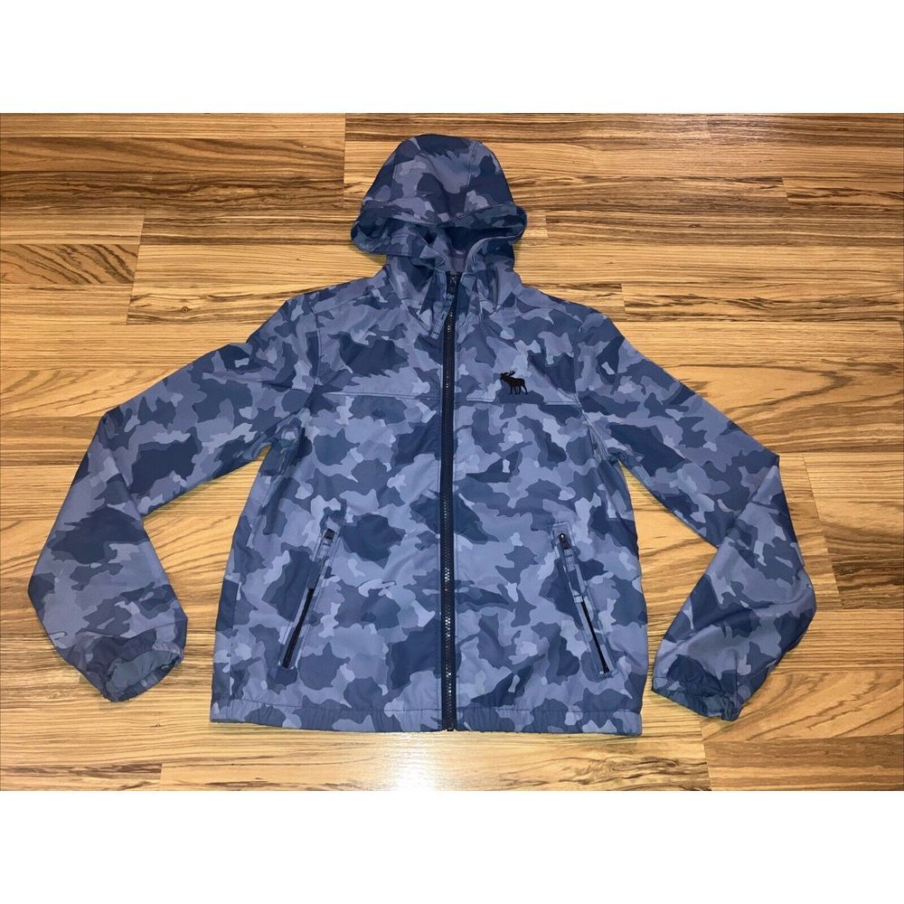 Abercrombie & Fitch Kids Unisex Camouflage Hooded Windbreaker Jacket Size‎ L 14